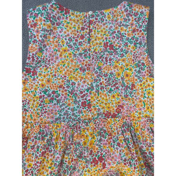 J. Crew Dress Floral Tiered Midi Multi Color Sleeveless 100% Cotton Size 12 - Picture 5 of 9